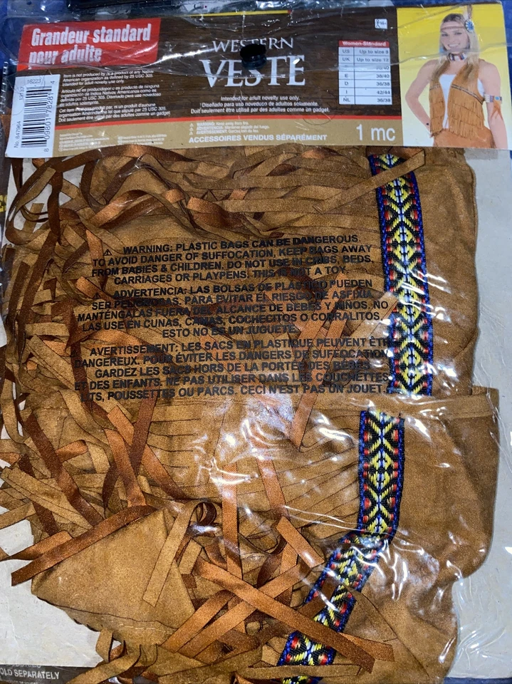 Mujeres Nativas Americanas Indio Occidental Vaquera Chaleco Disfraz Accesorio Foto 2 de 3