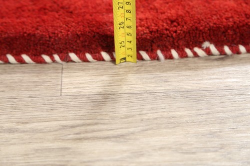 Modern Rust Red Solid Gabbeh Contemporary Hand-made Runner Rug 2' 10" x 6' 6" - Picture 14 of 16