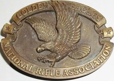 VINTAGE GOLDEN EAGLES NRA NATIONAL RIFLE ASSOCIATION BELT BUCKLE MADE IN U.S.A.