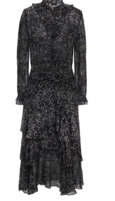 Maje Tiered Printed Metallic Fil Coupe Long Sleeve Silk Blend Midi Dress sz 36 | eBay Maje Tiered Printed Metallic Fil Coupe Long Sleeve Silk Blend Midi Dress sz 36 | eBay