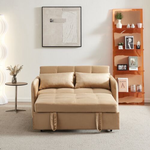 Matilda Velvet Khaki Sofabed with Reclining Backrest 2 Pillows & USB Cable - Picture 7 of 16