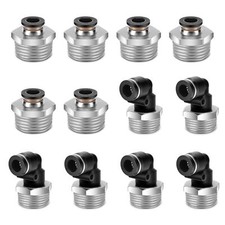 12 Pcs Push to Connect Fittings 1/4 Inch Tube OD x 1/2 Inch NPT Thread Pneuma...