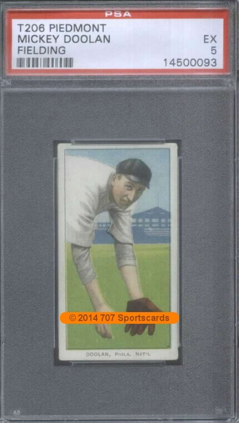 1909-11 T206 #138 Mickey Doolan Piedmont 350 PSA 5 Fielding  (0093)
