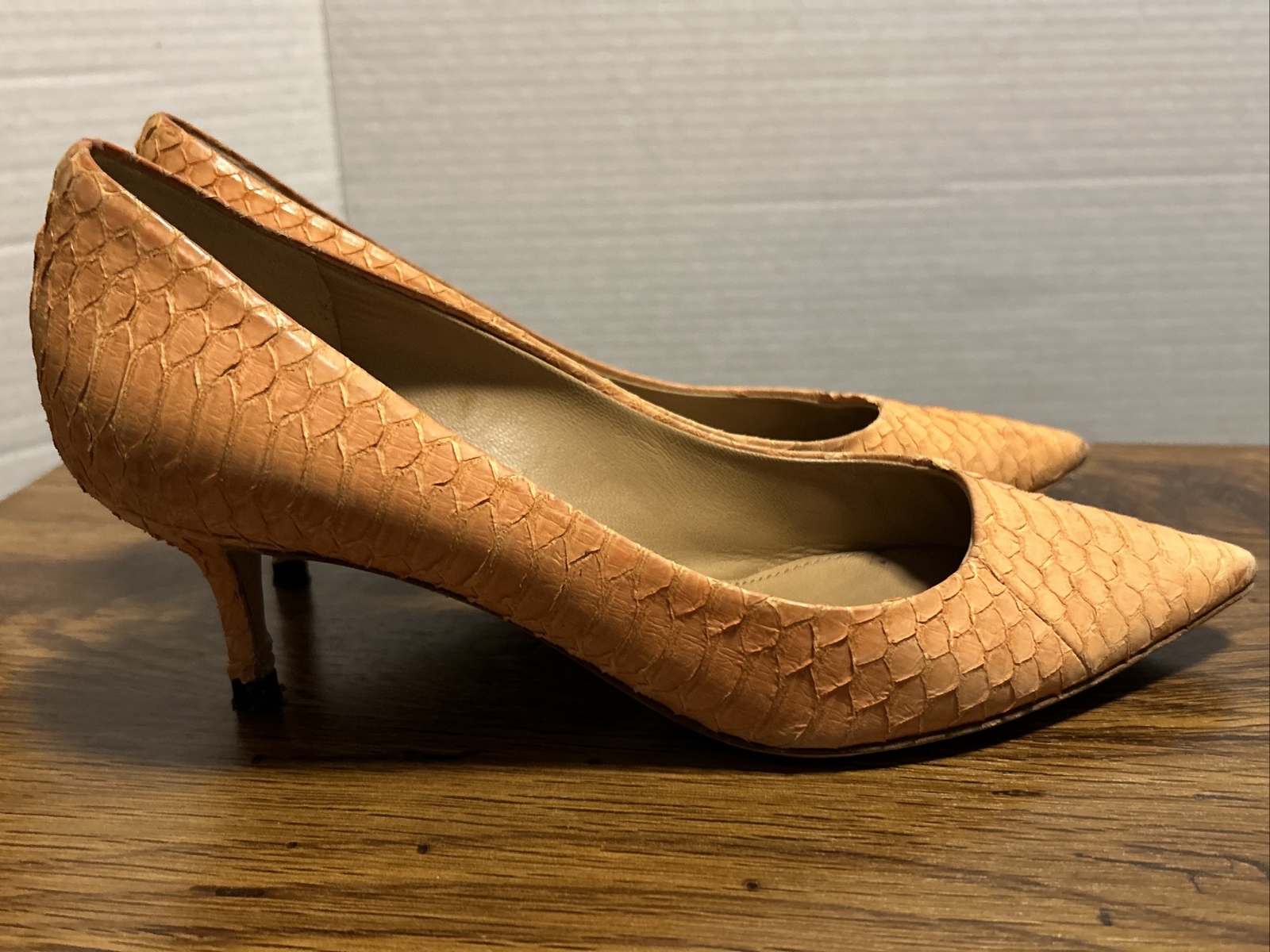 VTG Salvatore Ferragamo Susi Python Pattern Orang… - image 10