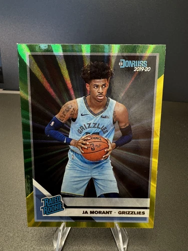2019 Donruss Ja Morant #202 Rated Rookie Holo Green & Yellow Laser