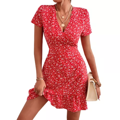 Damen Boho Strand lose Blumen Sommerkleid S-2XL Damen Sommer Urlaub Kleid - Bild 18 von 24