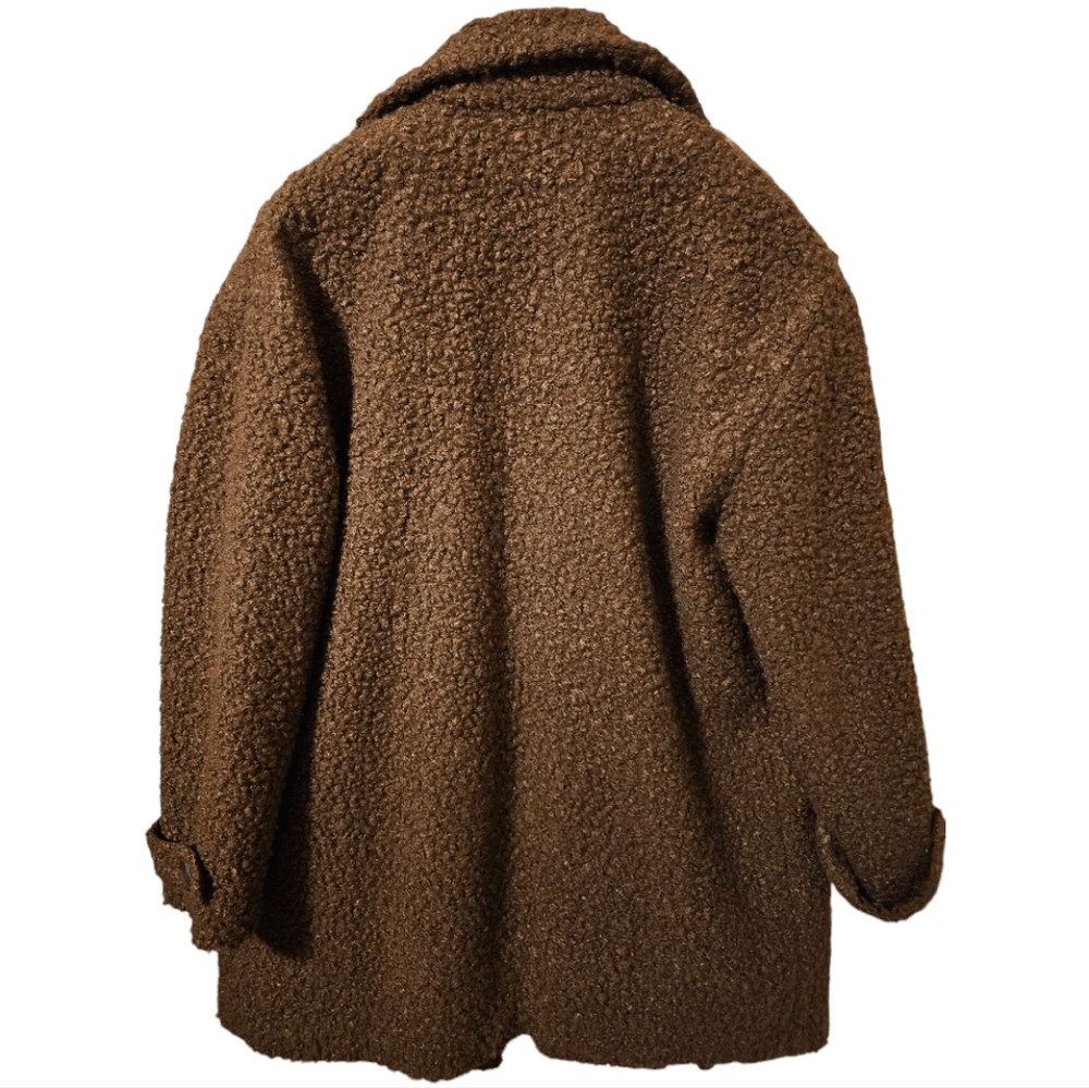 HALOGEN Shearling Teddy Double Breasted Coat Brow… - image 2