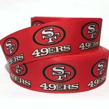 GROSGRAIN RIBBON 5/8", 7/8",1.5"  3" SPORTS TEAM SF FOOTBALL Printed
