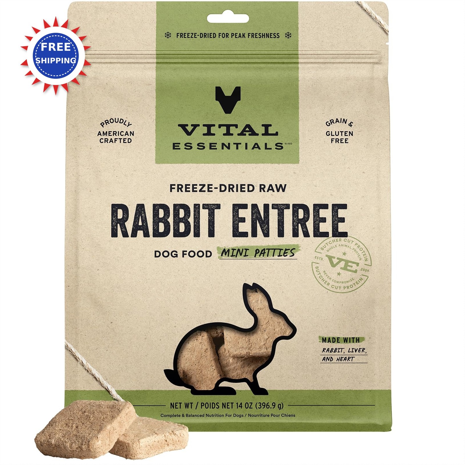 Raw Rabbit Mini Patties 14 Oz Bag Vital Essentials Meal