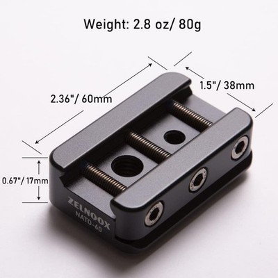 Picatinny to Arca-Swiss Tripod Adapter Plate for RRS Dovetail 1911 Mount Black