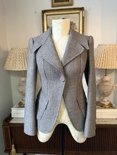 Marc Jacobs Tweed Jacket Small US2 Grey big collars structured 6-8 EU34 Women's