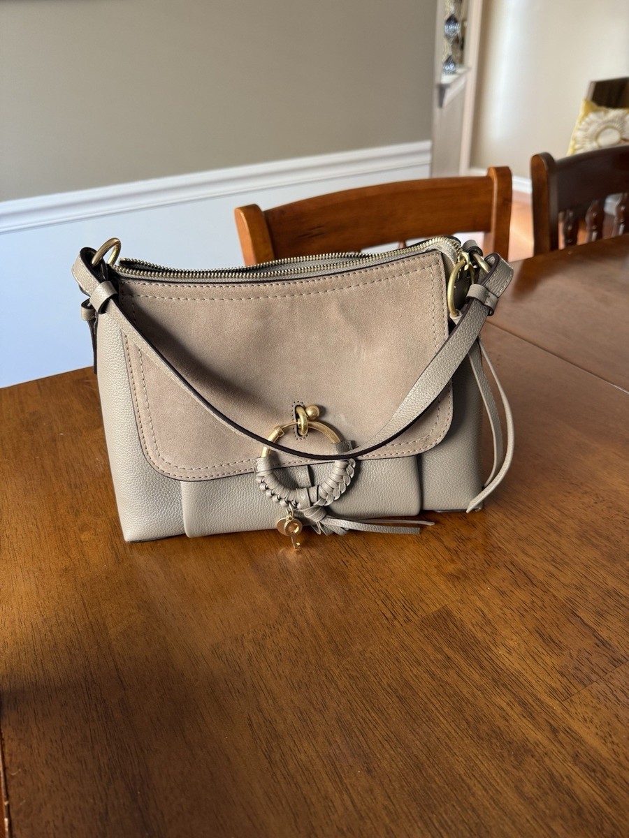 See by Chloé Joan Small Leather Hobo Motty Gray Handbag w/Strap