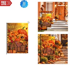 Fall Garden Flag 12x18 Inch, Fall Welcome Thanksgiving Pumpkin Flag