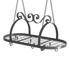 33" Pots and Pans Hanging Rack, Heavy-duty Metal Pan Rack Hanger Organizer wi...