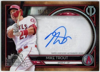 Mike Trout 2020 Topps Tribute Red Autograph Card #TA-MT 10/10