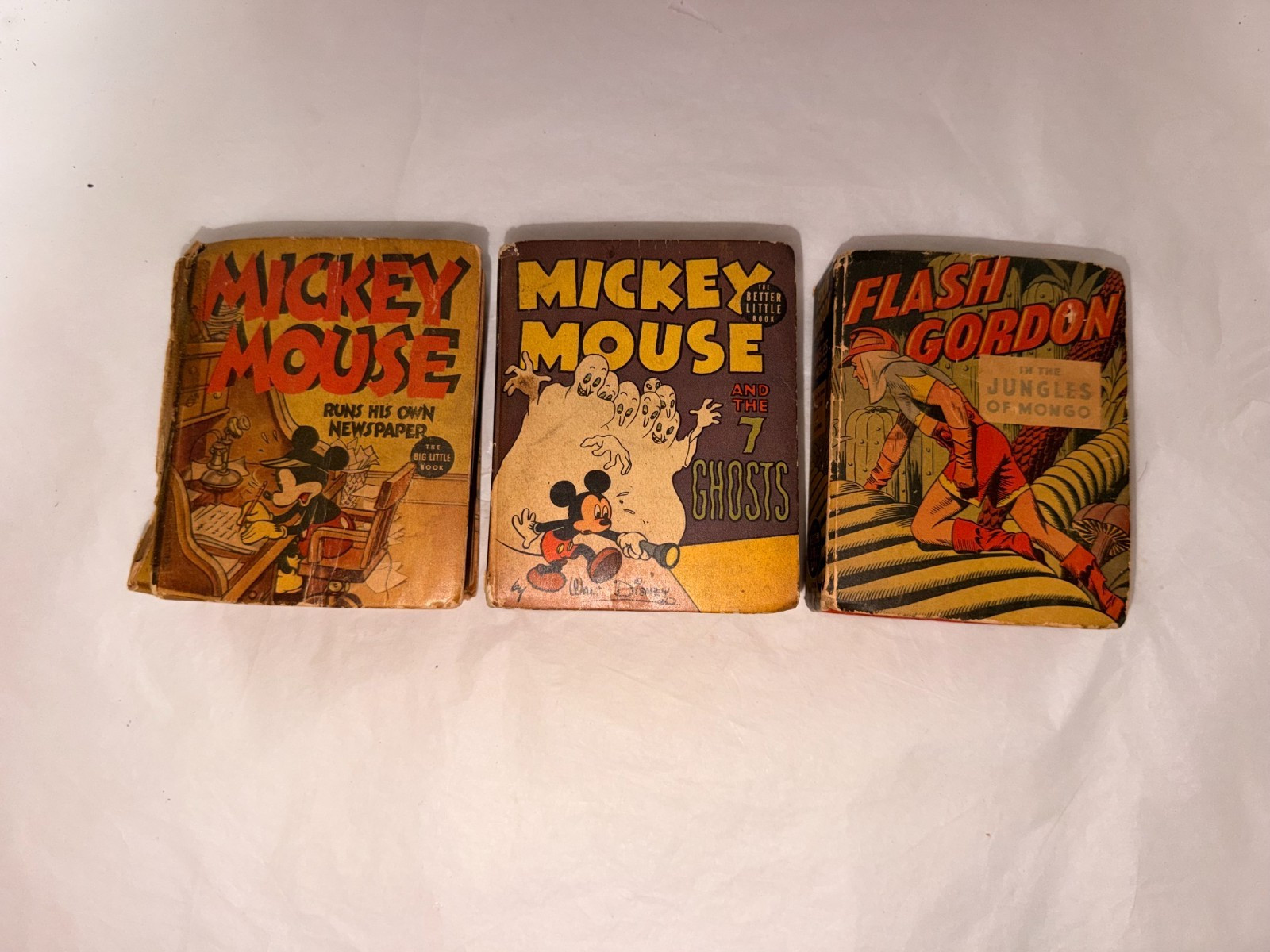 Better Little Book Collection Lot of 3 Vintage Flash Gordon & 2 Mickey Mouse