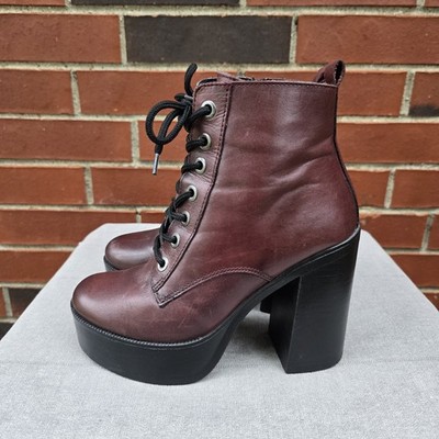 4 1/2'' Steve Madden Platform Chunky Gelsey Heel Leather Ankle Boot Size 7M EUC