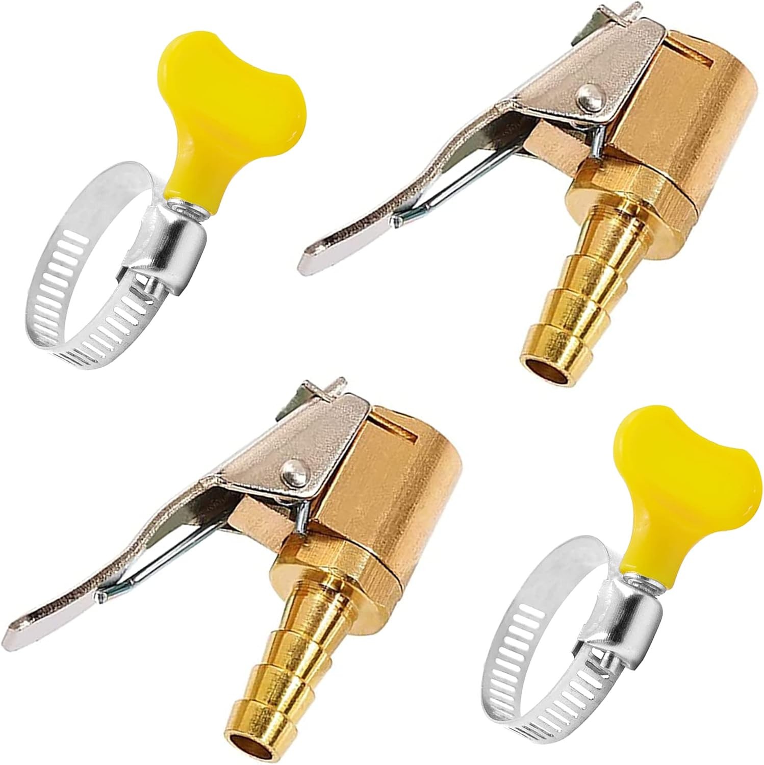 IRYNA 4 Pcs Brass Tire Air Chucks, Brass Tire Valve Air Pump Clip Tire Inflator
