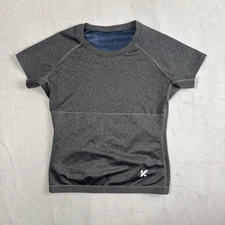 Kewlioo Snug & Tight Fit Grey Short Sleeve Active Sauna Sweat Top Women's XL