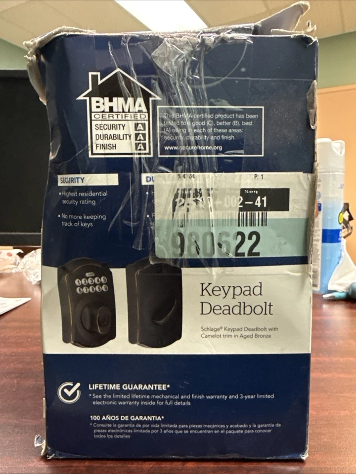 Teclado Schlage Deadbolt, alimentado por batería, bronce envejecido CAJA ABIERTA ENVÍO GRATUITO Foto 2 de 4