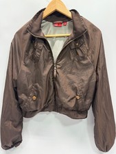 Puma Women  s Cropped LS Windbreaker Brown Pockets Jacket Sz L/S