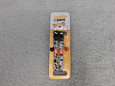 2 cookie paws 10mm adjustable cat collar, with small bell attached, New 