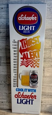 NEW! SCHAEFER LIGHT BEER THERMOMETER Sign Tin THIRST ALERT RARE USA 1995 OOP