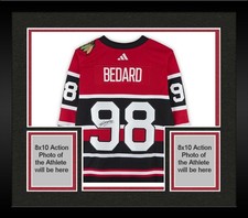 Framed Connor Bedard Blackhawks Signed Reverse Retro Adidas Authentic Jersey