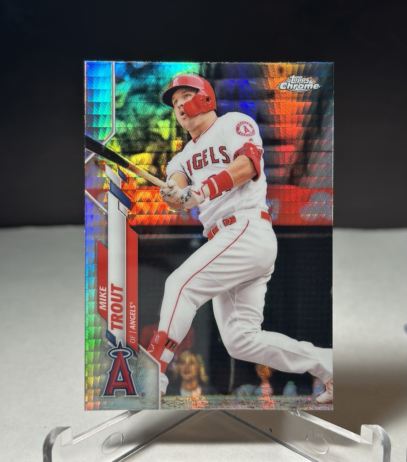 2020 TOPPS CHROME BASEBALL CARD PRISM REFRACTOR MIKE TROUT ANGELS #1