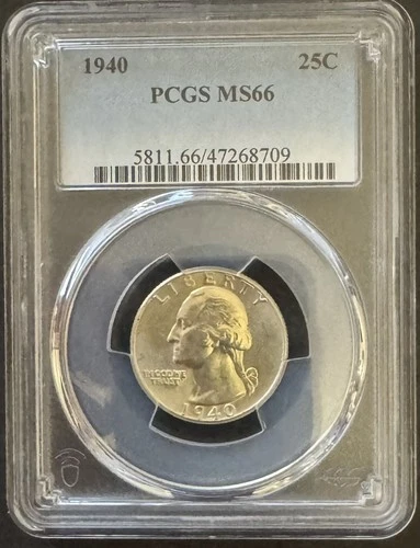 1940-P Washington Quarter PCGS MS66      Free US Shipping