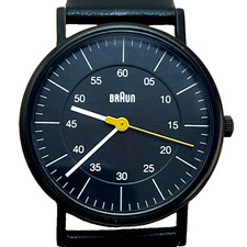 Braun BNH0011BKBKL Classic Quartz Watch Black Dial Black Leather Strap#446B