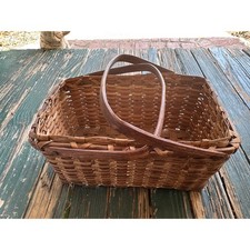 Hand Woven Splint Wood Basket Rectangular Pic...