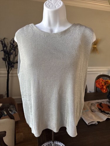 Zara Metallic ärmelloses Strickoberteil Silber - Large
