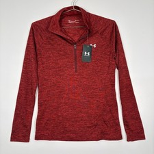NWT Under Armour Womens Tech 1/2 Zip Twist Pullover Medium Red HeatGear 1320128