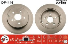 2x TRW Disque de frein Arrière pour TOYOTA COROLLA Verso (ZER, ZZE12, R1) 290mm