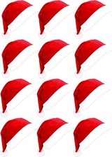 12 Pack Santa Hats Red Classic Christmas Caps Adult Party Bulk Xmas Hat