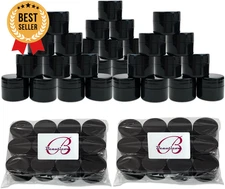 36x7g Black Double Wall Plastic Jars w/Foam Lids for Creams Oils Salves BPA-Free