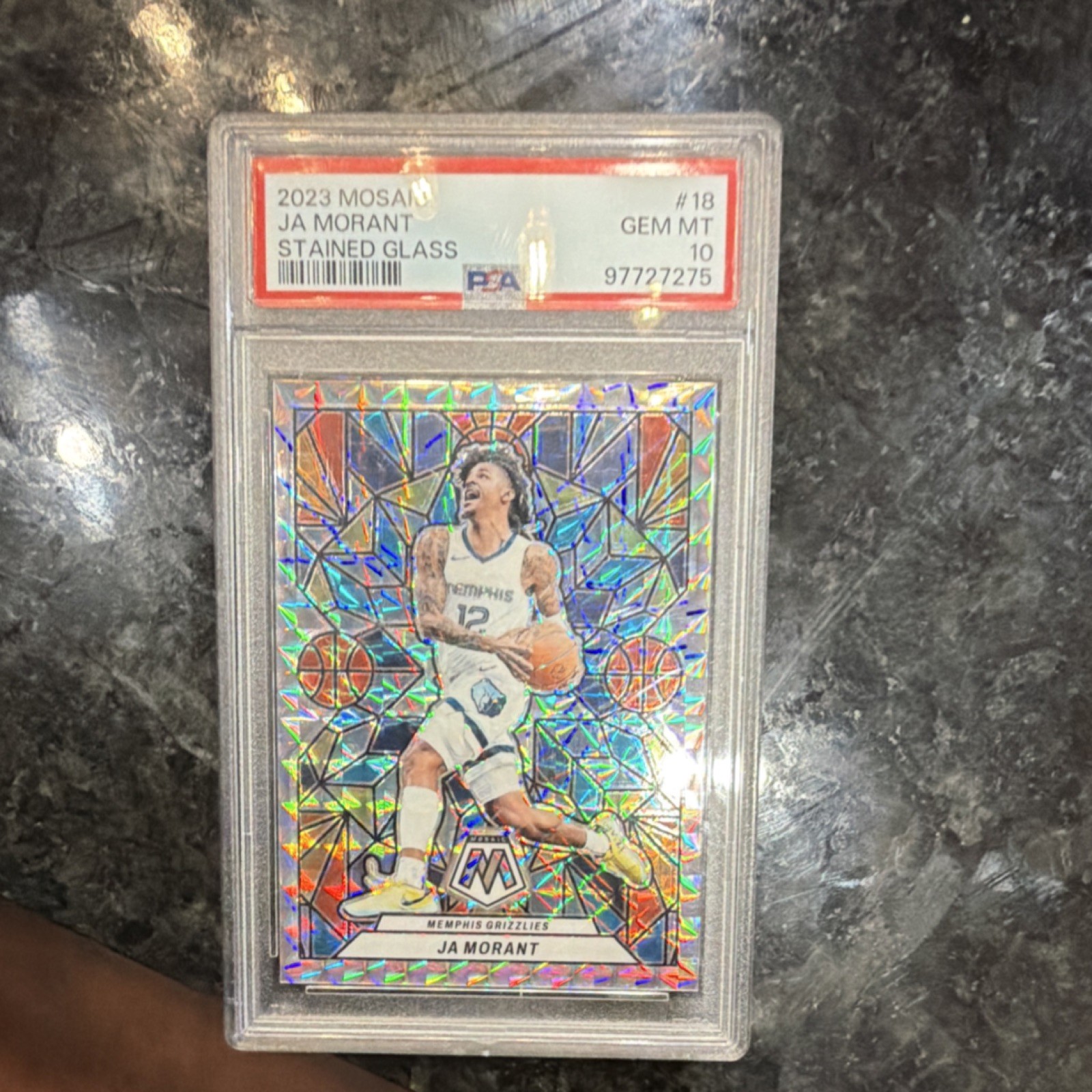 Panini Mosaic 2023-24 Ja Morant Stained Glass #18 PSA 10 Memphis Grizzlies