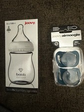 Lot of 3 Joovy Boob Diamond Glass Baby Bottle 5oz/150ml 0M Single Hole Nipple
