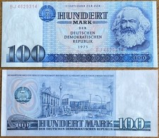 ♨️🌀 100 marek NRD 1975 💯 Banknot PAŃSTWOWY BANK NRD 💯 ROK PROD. 4629314 🌀♨️