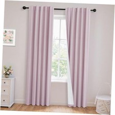 Back Tab Rod Pocket Linen Blackout Curtains for 42"W x 84"L Pack of 2 Pink