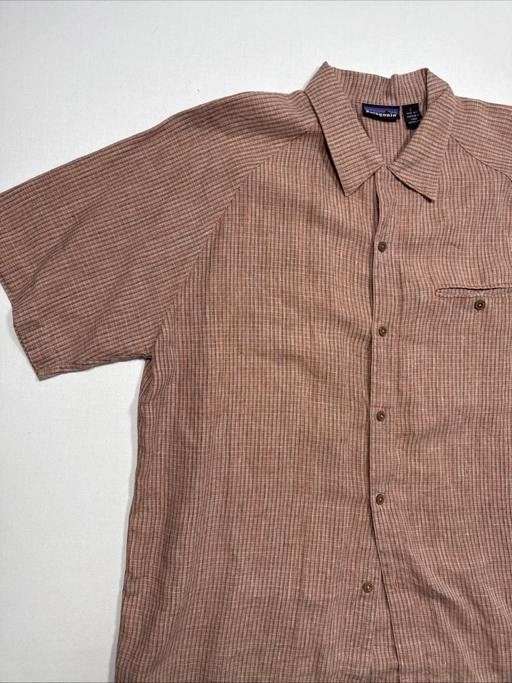 Camisa Patagonia Abotonada Manga Corta Rojo Cáñamo De Colección Talla L Aire Libre Senderismo Foto 3 de 4