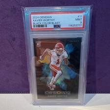 2024 Panini Obsidian Black Color Blast Xavier Worthy Rookie #11 PSA 9 Chiefs