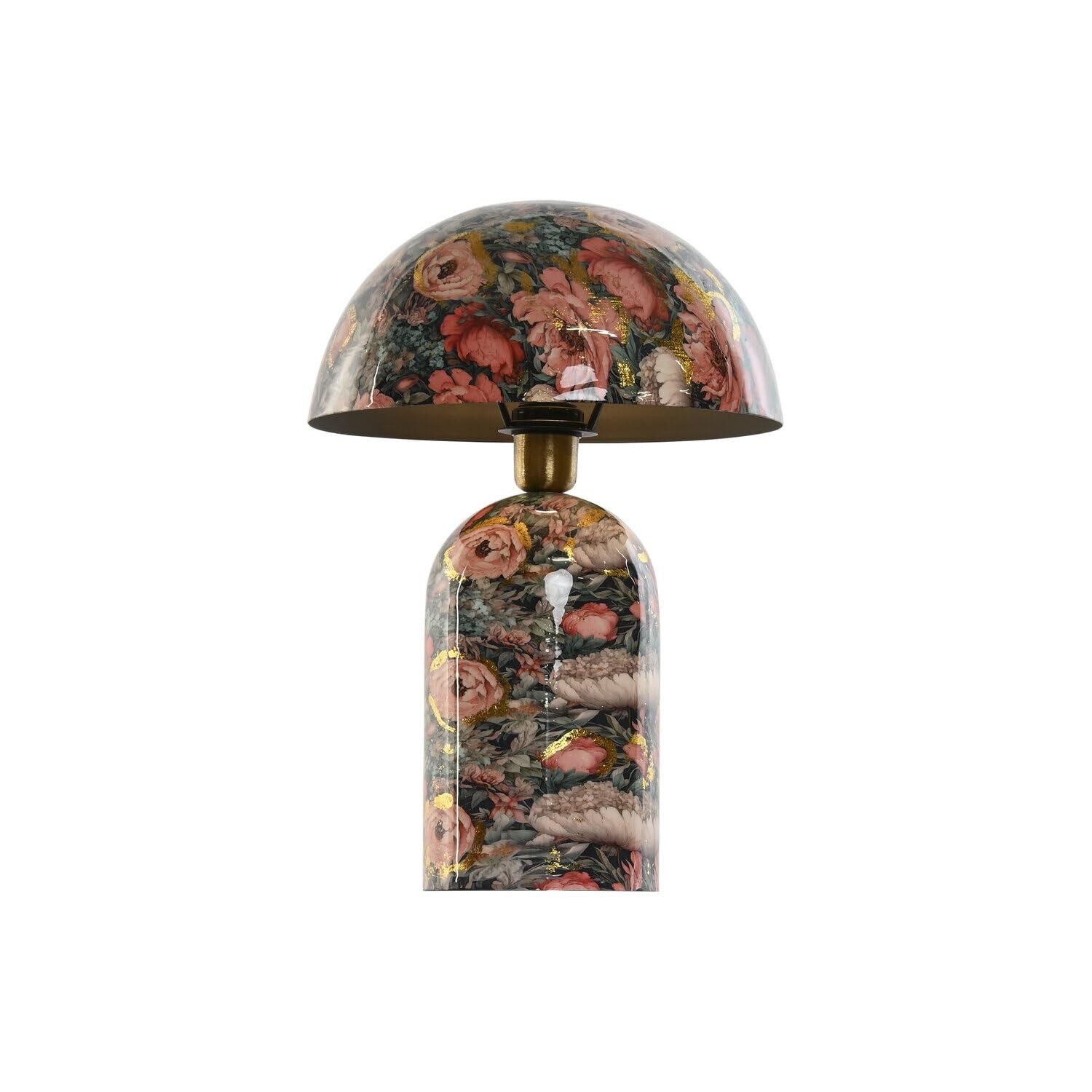 LAMPARA SOBREMESA METAL 31X31X44,5 FLORES ROSA (j4f)