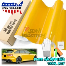 High Gloss Sunflower Yellow Car Vinyl Wrap Sticker Decal Sheet Film Air Release