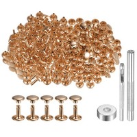 200 Sets Leder Nieten 9Mm X 10Mm Doppelkappe Nieten DruckknöPfe, Hellgold Ton