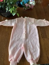 Vtg 90s Baby Romper Baby Kisses  SZ 6 - 9 mo Pink With White Bows White Buttons