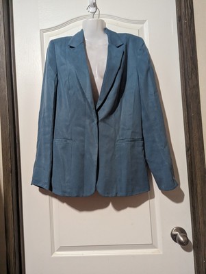 Elie Tahari Blue Lined Blazer Jacket Sz 8 Single Button Closure Elevated Luxury
