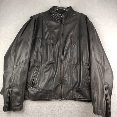 VTG Walter Dyer Leather Jacket Motorcycle Quilted Heavy Black Biker XL USA MADE