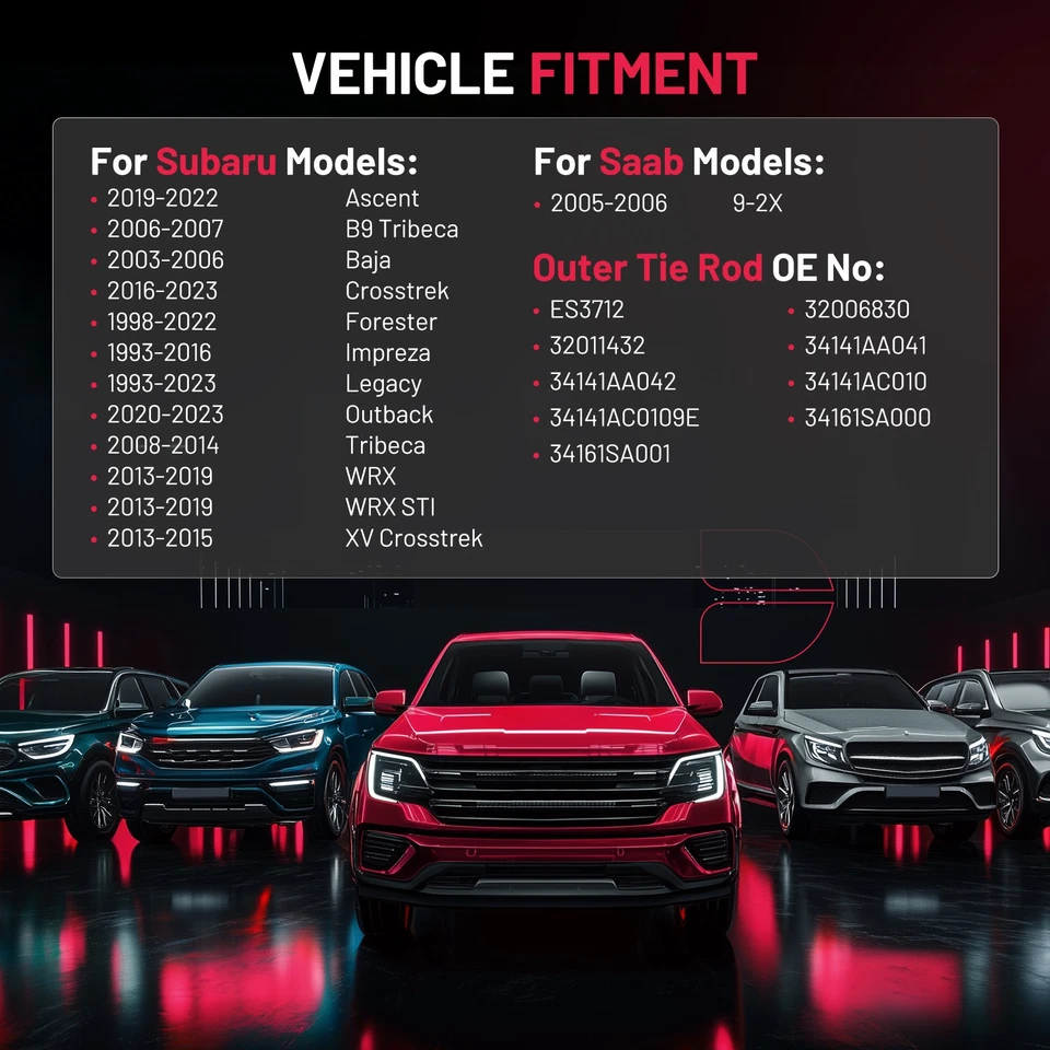 2X Front Outer Tie Rod Ends For 2005-2006 Saab 9-2X - Изображение 2 из 4